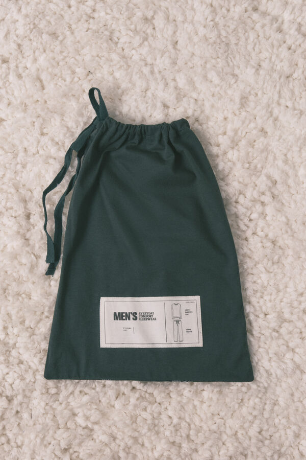 Women'secret Pijama comprido masculino 100% algodão verde com carros verde