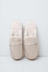 Women'secret Chinelos de quarto mocassim forrado bege bege