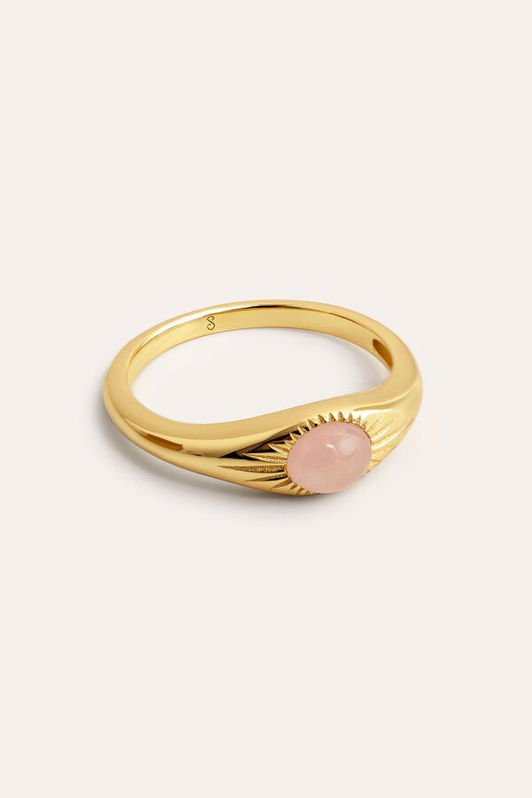 Singularu Olivia Rose Quartz gold-plated silver ring estampado
