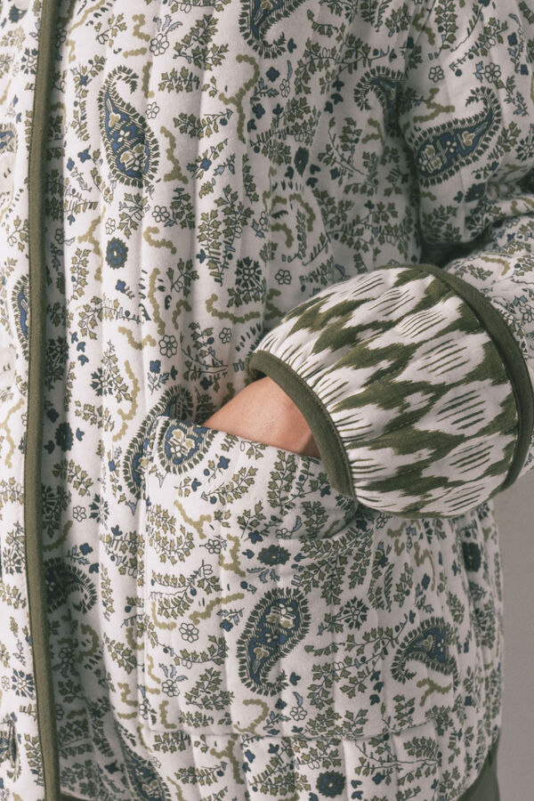 Women'secret Casaco acolchoado estampado Paisley verde