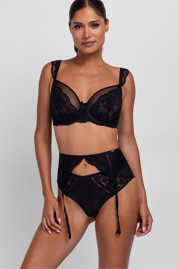 Dorina Liguero satinado encaje negro Lyra negro
