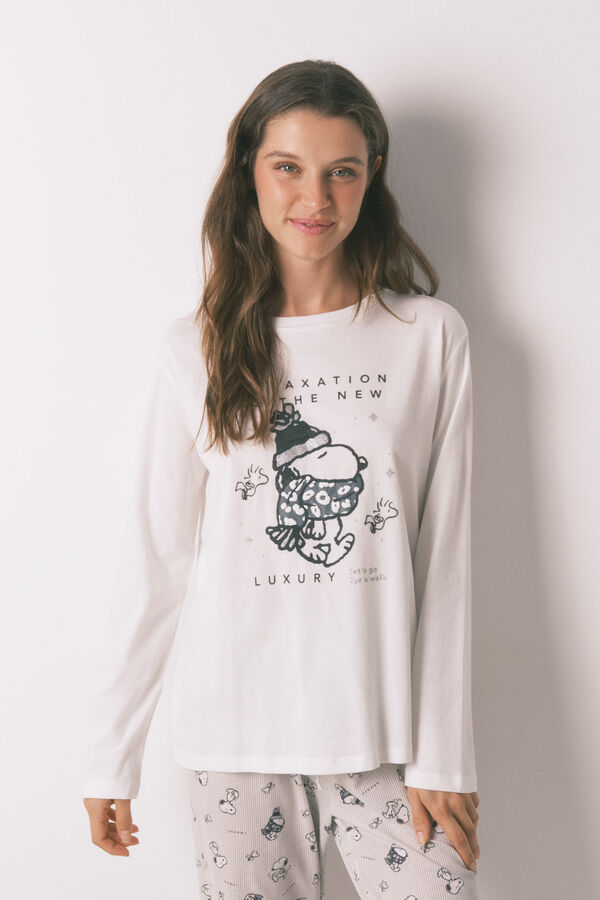 Women'secret Pijama comprido Snoopy 100% algodão branco