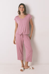 Women'secret Pijama Capri de viscose rosa com soft touch