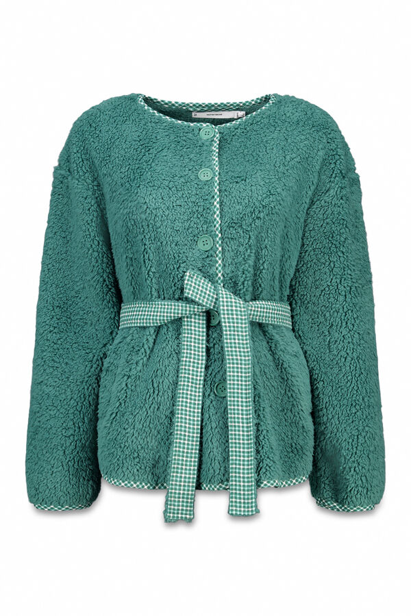 Women'secret Robe estilo túnica de pelo verde verde