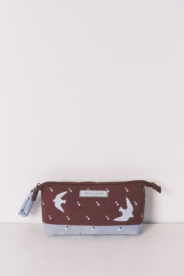 Women'secret N&eacute;cessaire pequeno estampado de p&aacute;ssaros bordeaux vermelho