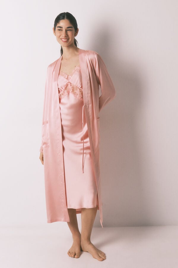 Women'secret Robe midi cetim rosa rosa