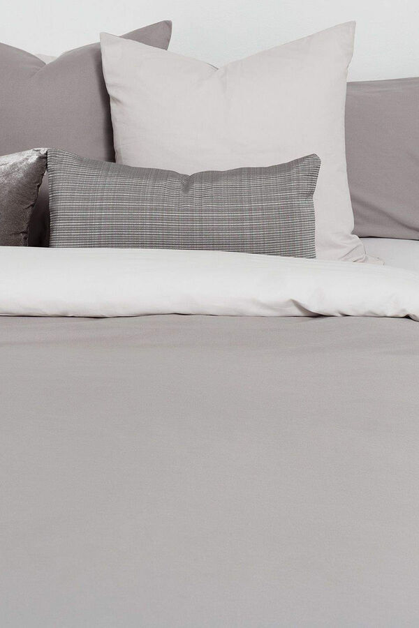 Textura Capa nórdica algodão percal reversível. Cama 135-140 cm. cinzento