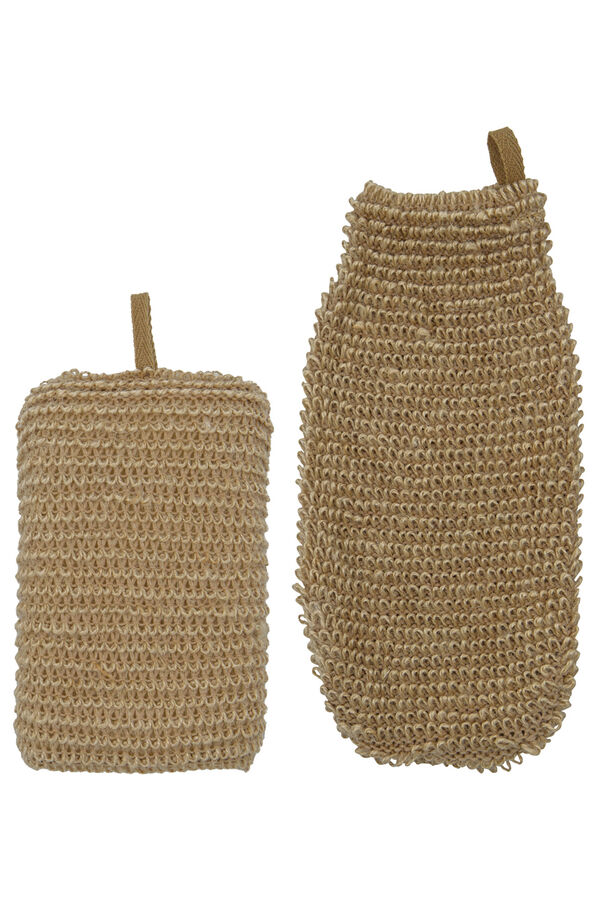 Meraki MKJute exfoliating sponge and glove Nature white