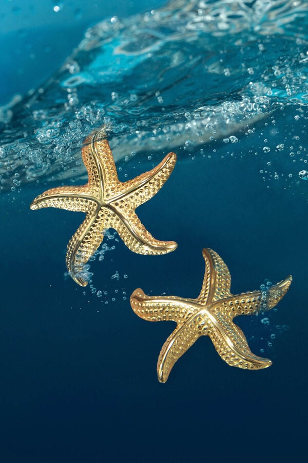 Womensecret Pendientes Starfish Acero Baño Oro amarillo