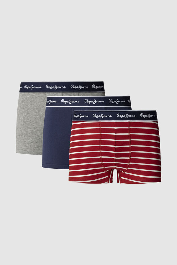 Pepe Jeans Pacote com 3 boxers de algodão elástico vermelho