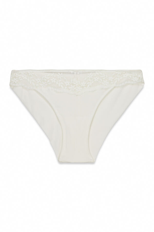 Women'secret Braga cl&aacute;sica modal y encaje blanca nude