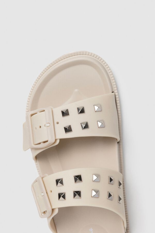 Pepe Jeans Sand&aacute;lia de tiras duplas com tachas bege