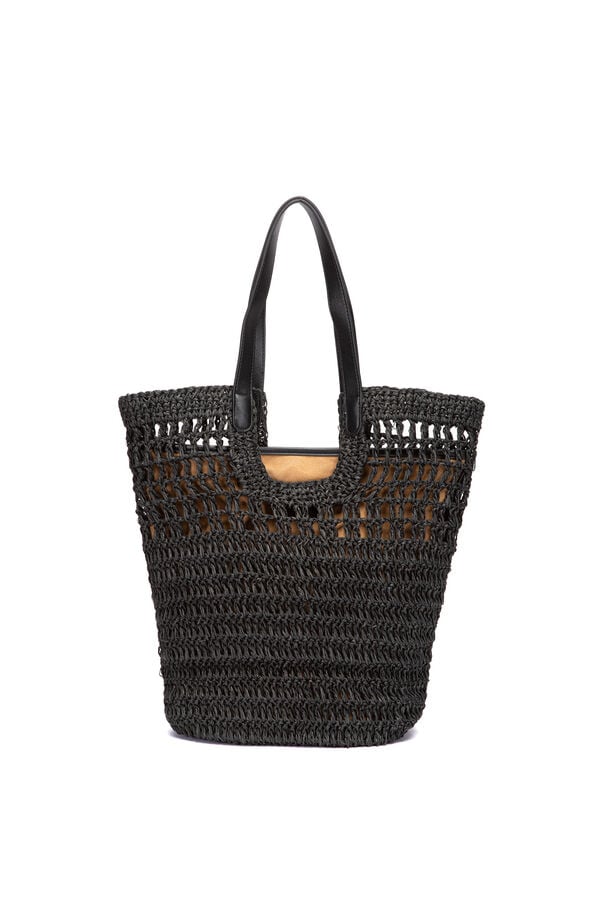 Abbacino  Cesto de r&aacute;fia preto preto