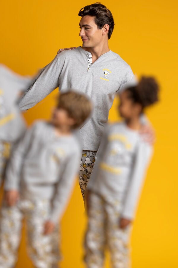 Admas Pijama masculino engraçado Snoopy cinzento