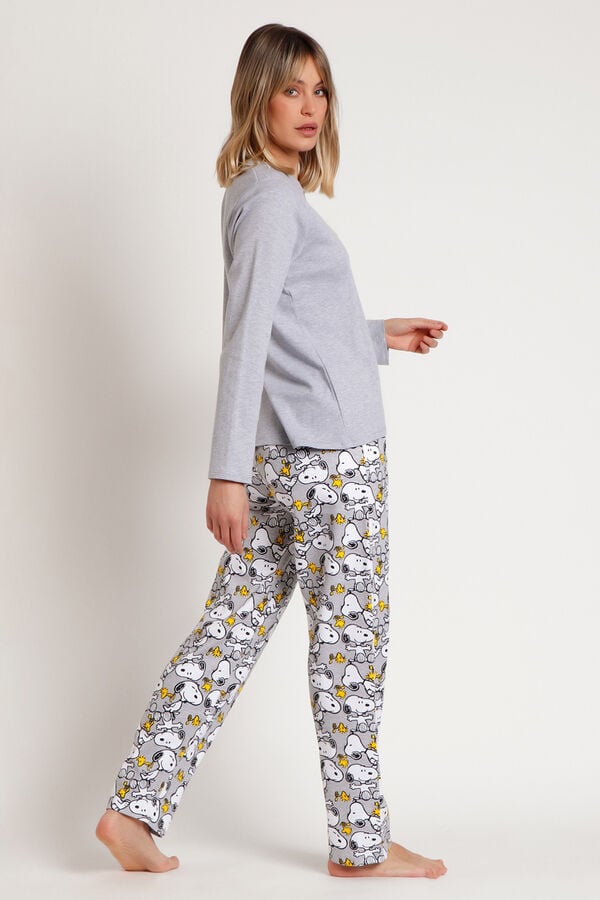 Admas Pijama Feminino Engraçado do Snoopy cinzento