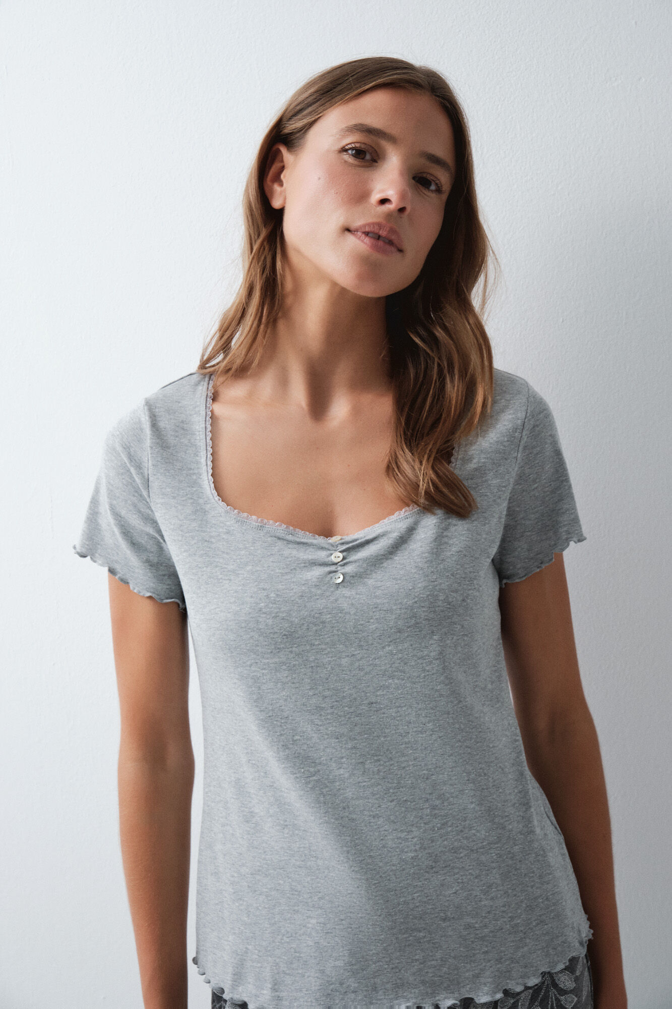 Women'secret Camiseta manga corta algod&oacute;n gris
