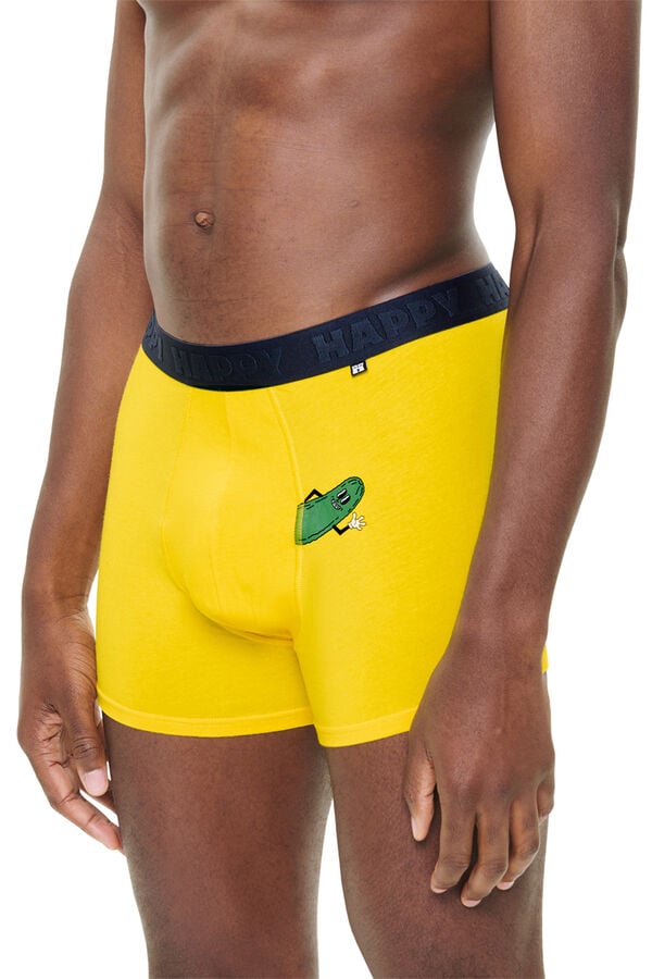 Happy Socks Pacote de cuecas boxer curtas Pickles branco