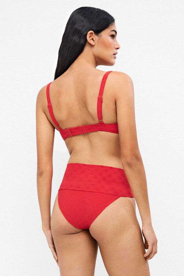 Gisela Braga bikini multiposici&oacute;n jacquard lunares rojo