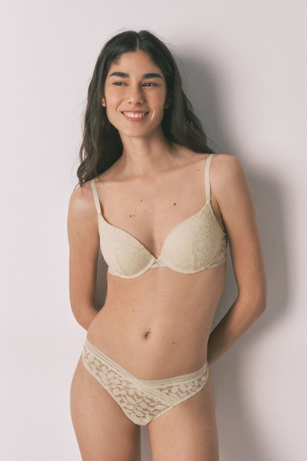 Women'secret Soutien GORGEOUS push-up em renda bege cru