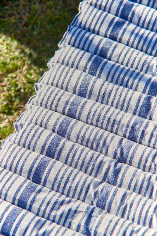 Calma House Almofada de espregui&ccedil;adeira em algod&atilde;o reciclado &agrave;s riscas azuis Haiti 60x175x2 azul