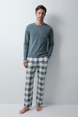 Women'secret Pijama comprido em algod&atilde;o verde aos quadrados verde