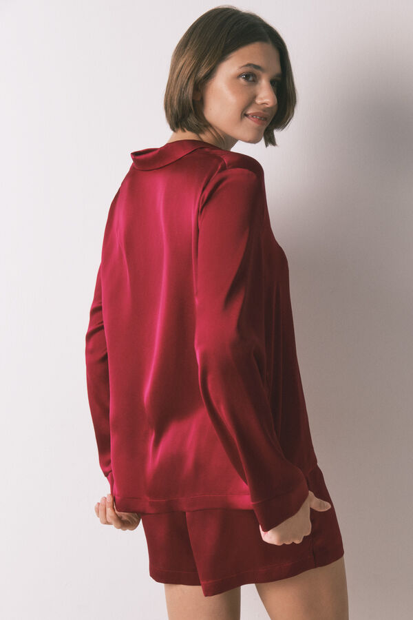 Women'secret Pijama camiseiro de cetim vermelho vermelho