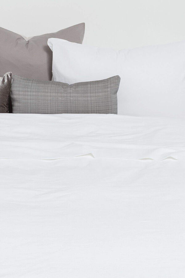Textura Len&ccedil;ol algod&atilde;o percal. Cama 150-160 cm. branco