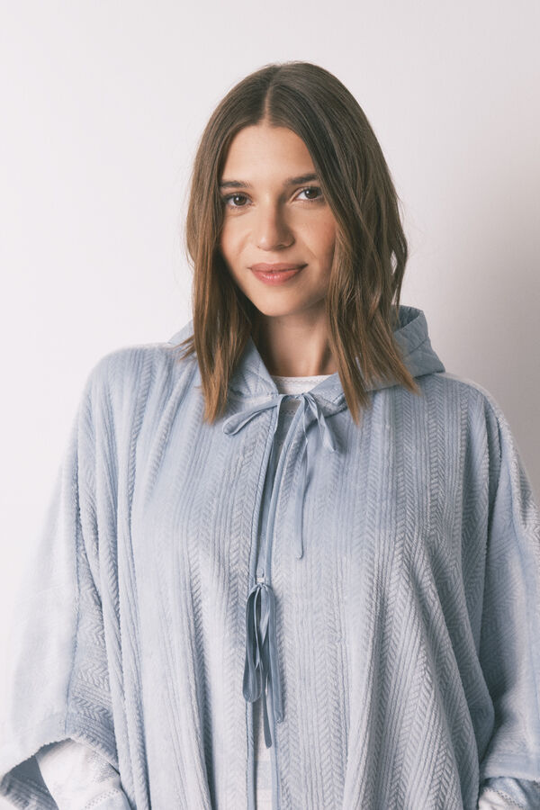 Women'secret Poncho polar curto azul com relevo azul