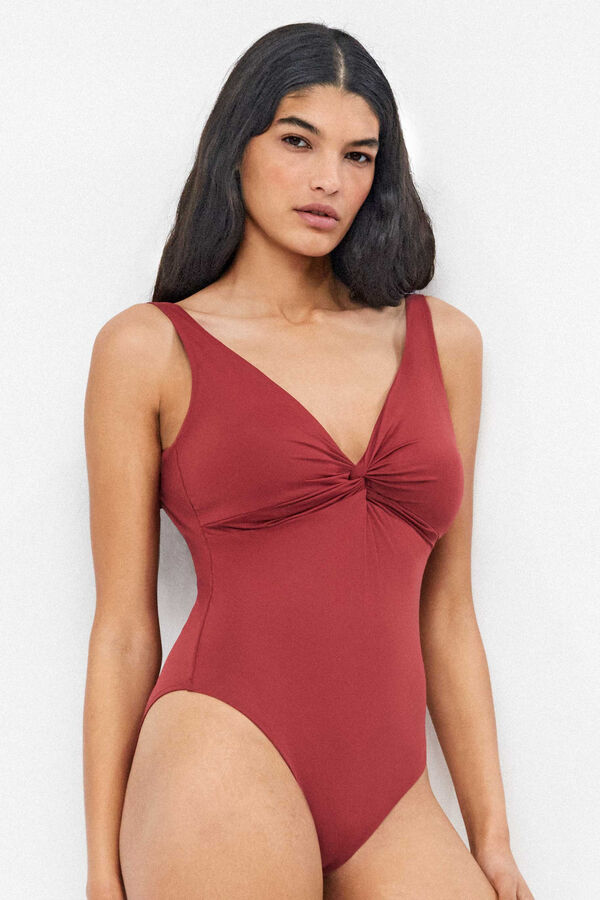 Gisela Fato de banho efeito moldador sem aro vermelho