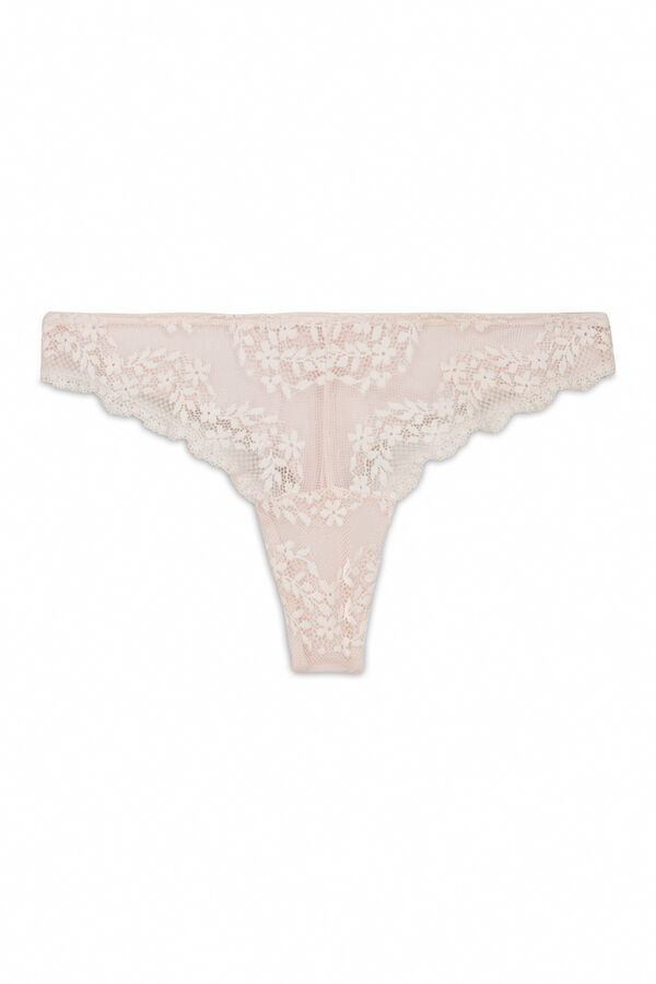 Women'secret Tanga modal y encaje rosa rosa