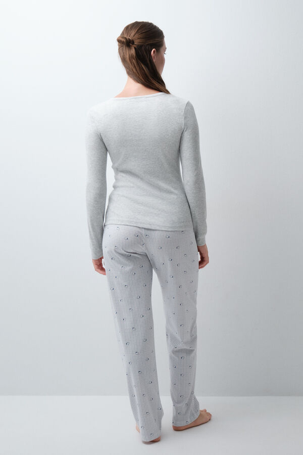 Women'secret Pijama comprido em algod&atilde;o Snoopy flanela cinzento