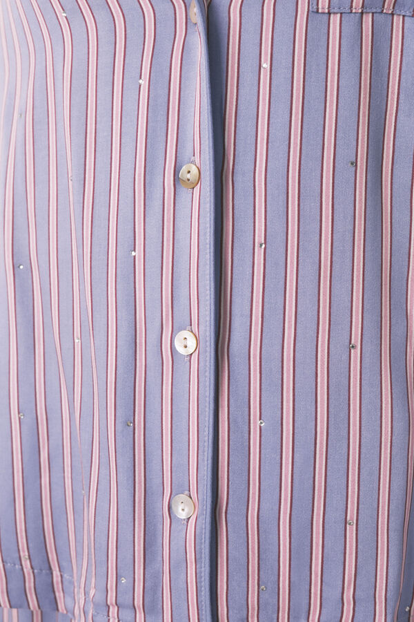 Women'secret Pijama camiseiro longa de cetim com estampa riscas vermelho