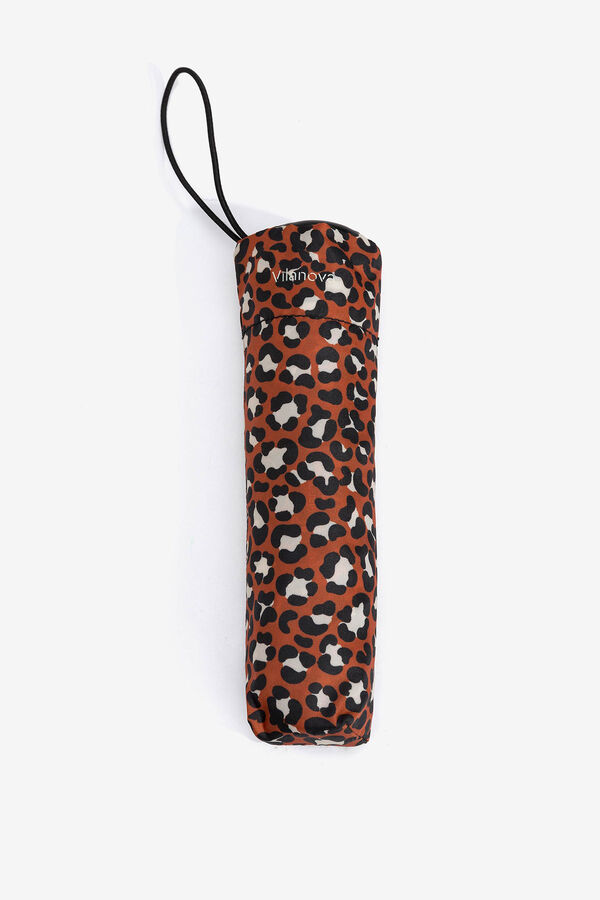 Vilanova Paraguas Retr&aacute;ctil Estampado marr&oacute;n