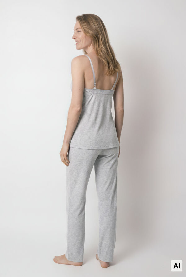 Women'secret Pijama comprido maternity de al&ccedil;as cinza cinzento