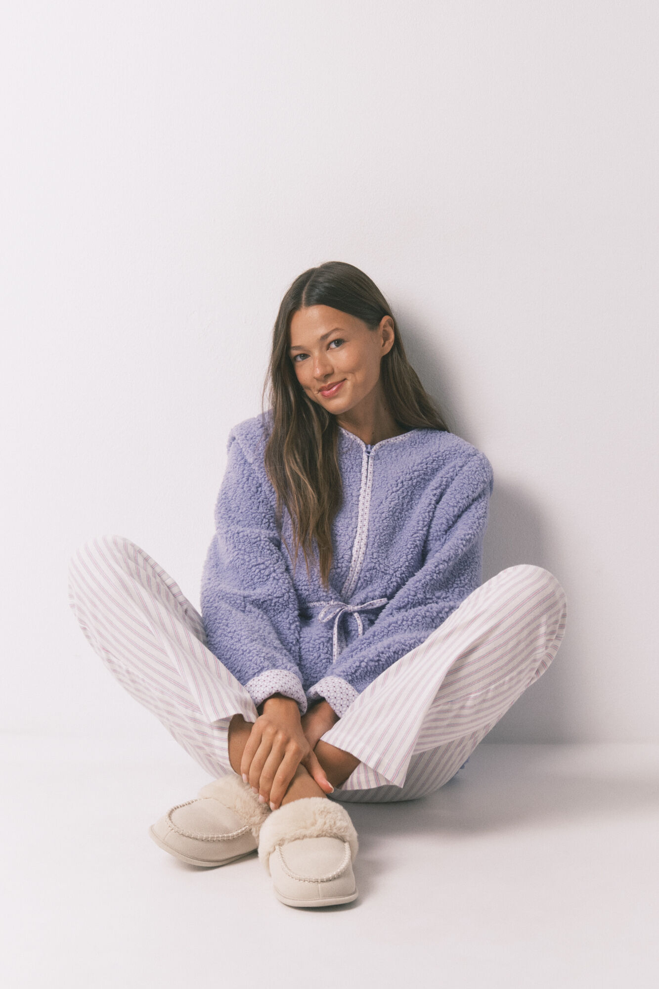 Women'secret Pantal&oacute;n largo franela print rayas multicolor