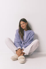 Women'secret Calça comprida de flanela com estampa riscas multicolorida estampado