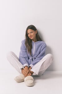 Women'secret Calça comprida de flanela com estampa riscas multicolorida