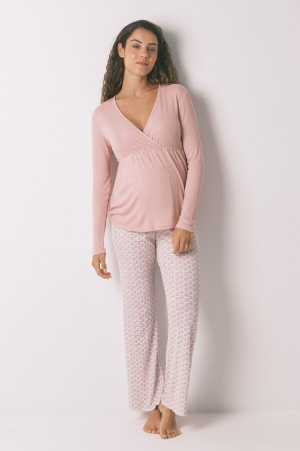 Women'secret Pijama capri "maternity" rosa técnica canelada rosa