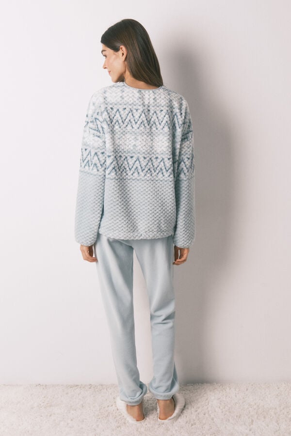 Women'secret Pijama comprido polar verde  branco