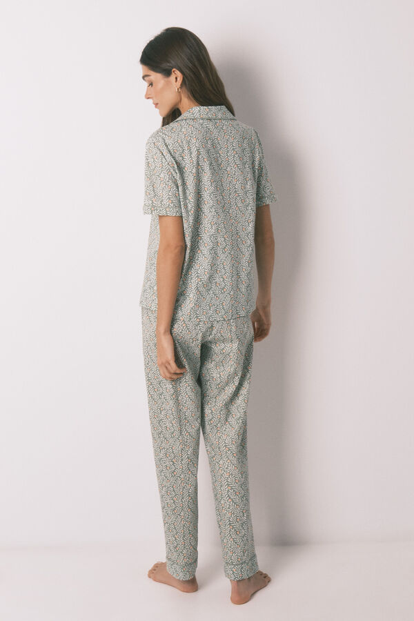 Women'secret Pijama camiseiro em 100% algod&atilde;o estampado de flores verde