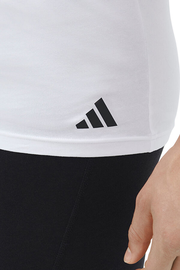 Adidas Pacote com 2 camisetas para homem de algodão elástico com gola em bico branco