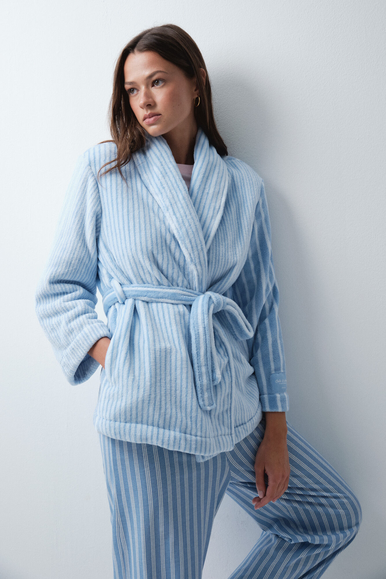 Women'secret Robe curta cruzada &agrave;s riscas azul