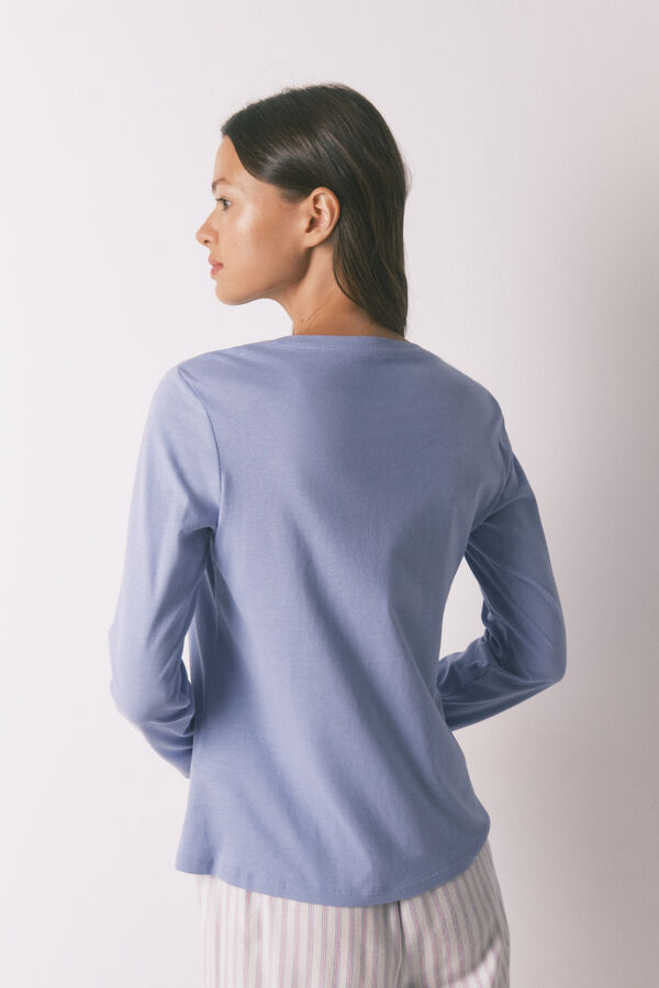 Women'secret Lilac brushed cotton long sleeve T-shirt pink