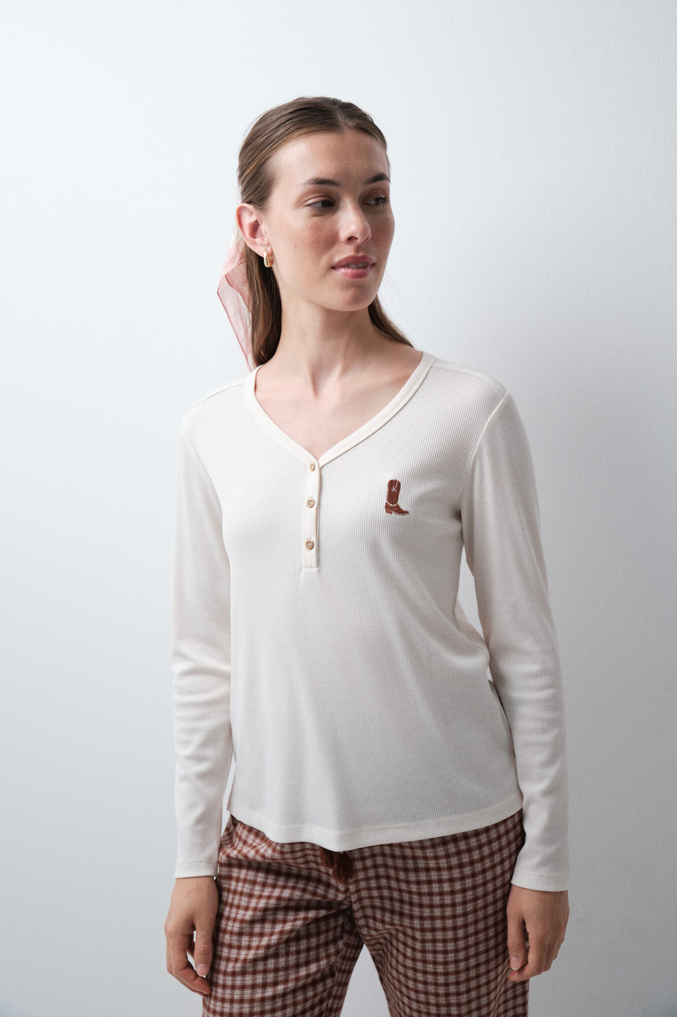 Women'secret T-shirt de manga comprida branca