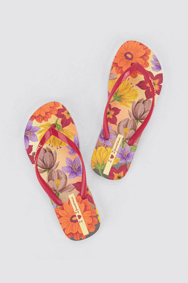 Ipanema Chinelos amarelos com flores tropicais estampado