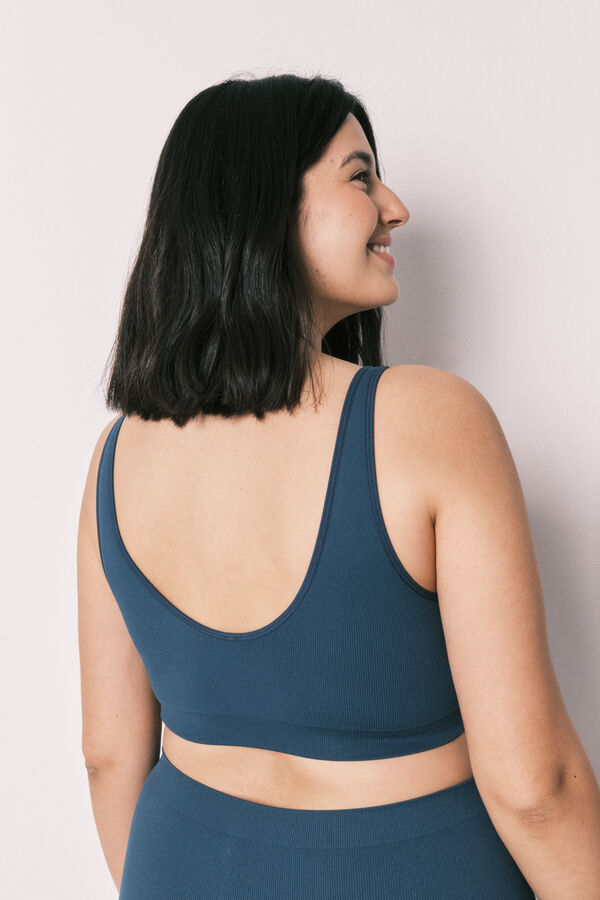 Women'secret Top liso sem costura azul verde