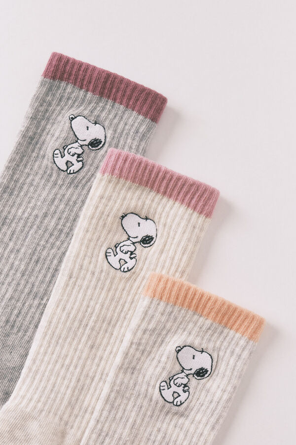 Women'secret Pack 3 meias compridas estampadas Snoopy cinzento
