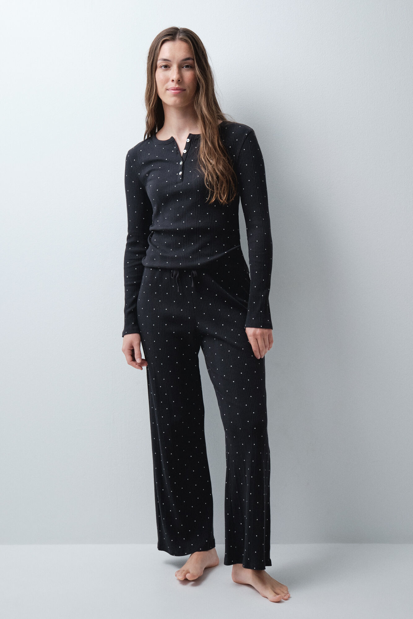 Women'secret Pijama comprido de estrelas com bot&otilde;es Woodstock