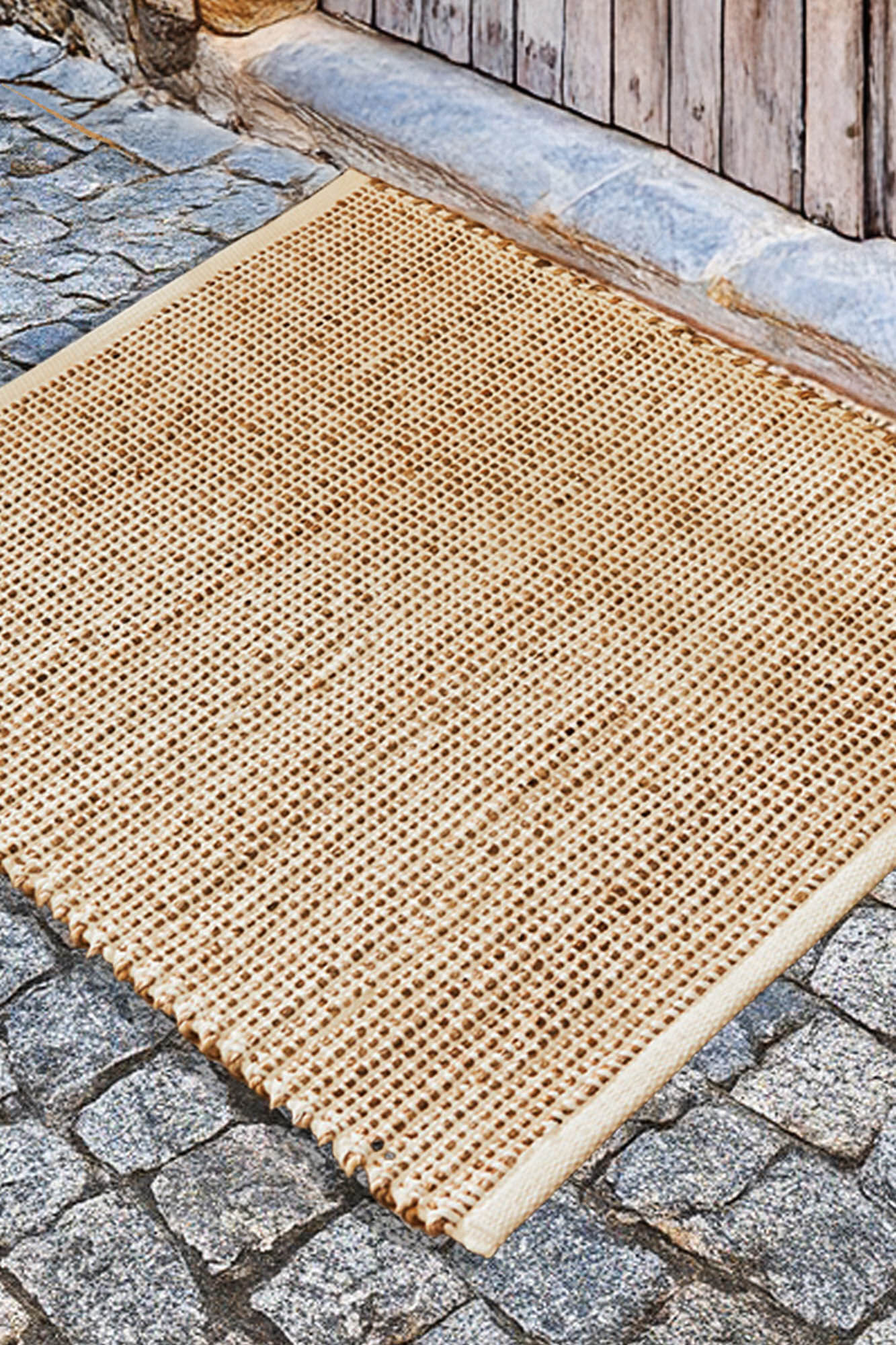 Calma House Felpudo de yute y algod&oacute;n crudo West