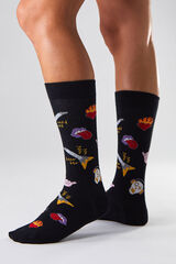 Besocks Meias altas de algod&atilde;o org&acirc;nico em cor preta preto